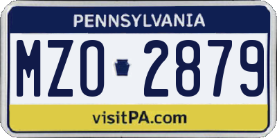 PA license plate MZO2879