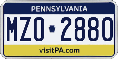 PA license plate MZO2880