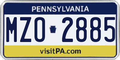 PA license plate MZO2885