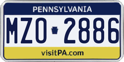 PA license plate MZO2886
