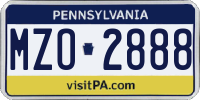 PA license plate MZO2888