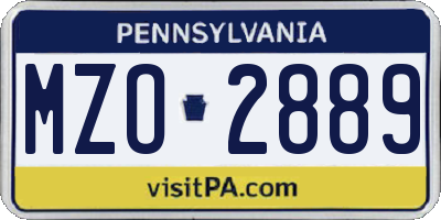 PA license plate MZO2889