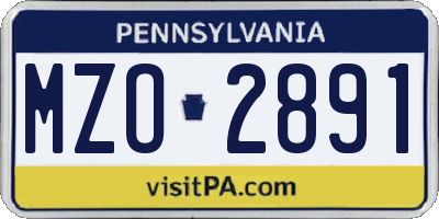 PA license plate MZO2891