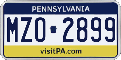 PA license plate MZO2899