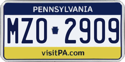 PA license plate MZO2909