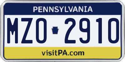 PA license plate MZO2910