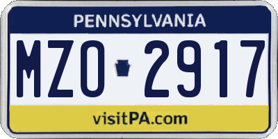 PA license plate MZO2917