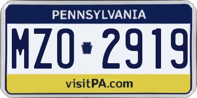 PA license plate MZO2919
