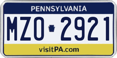 PA license plate MZO2921