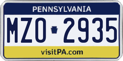 PA license plate MZO2935