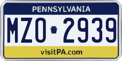 PA license plate MZO2939
