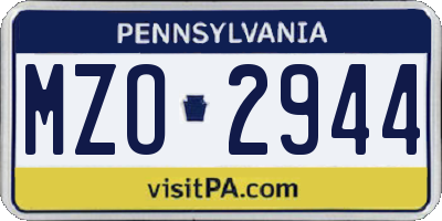 PA license plate MZO2944