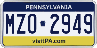 PA license plate MZO2949