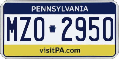 PA license plate MZO2950