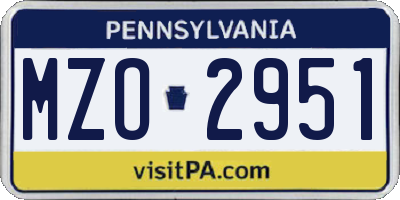 PA license plate MZO2951