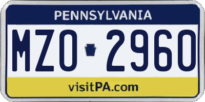 PA license plate MZO2960