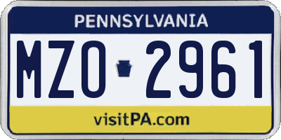 PA license plate MZO2961