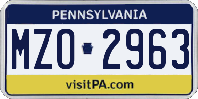 PA license plate MZO2963