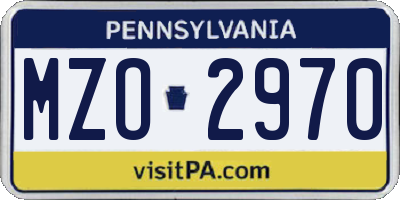 PA license plate MZO2970