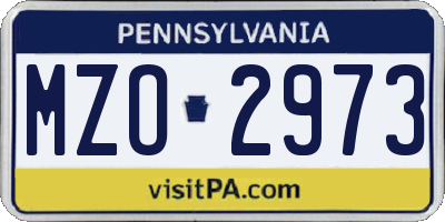 PA license plate MZO2973