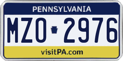 PA license plate MZO2976