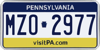 PA license plate MZO2977