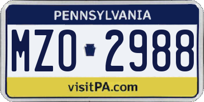PA license plate MZO2988