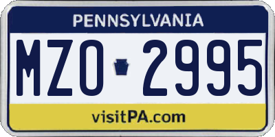 PA license plate MZO2995