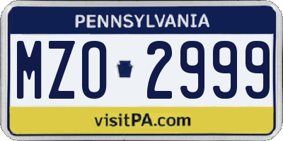 PA license plate MZO2999