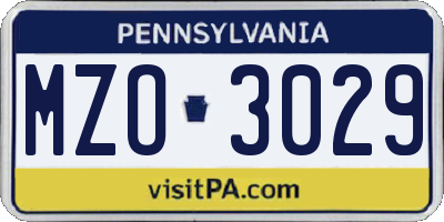 PA license plate MZO3029