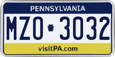 PA license plate MZO3032