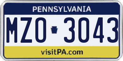 PA license plate MZO3043