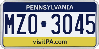 PA license plate MZO3045
