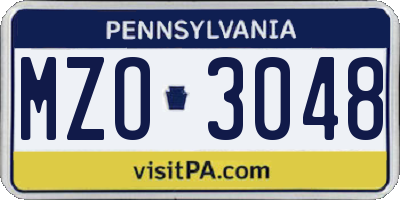 PA license plate MZO3048