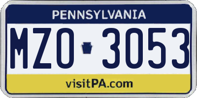 PA license plate MZO3053
