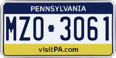 PA license plate MZO3061