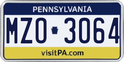 PA license plate MZO3064
