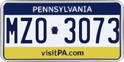 PA license plate MZO3073