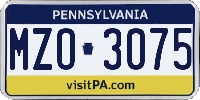 PA license plate MZO3075