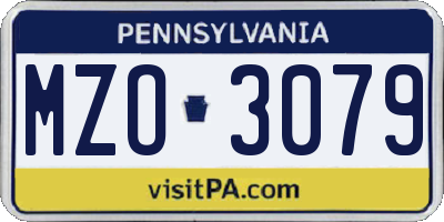 PA license plate MZO3079