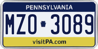 PA license plate MZO3089