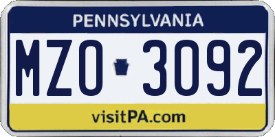 PA license plate MZO3092