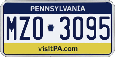 PA license plate MZO3095