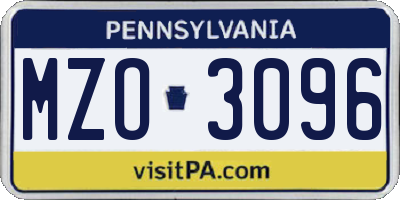 PA license plate MZO3096