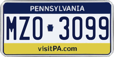 PA license plate MZO3099