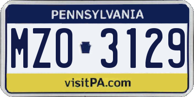 PA license plate MZO3129