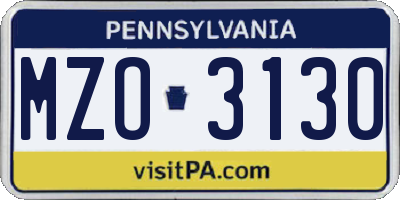 PA license plate MZO3130