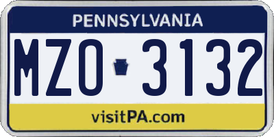 PA license plate MZO3132