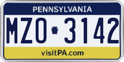 PA license plate MZO3142