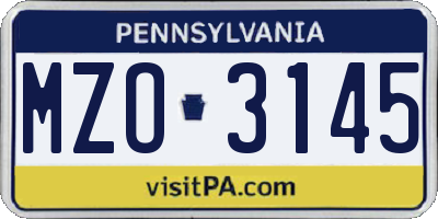 PA license plate MZO3145
